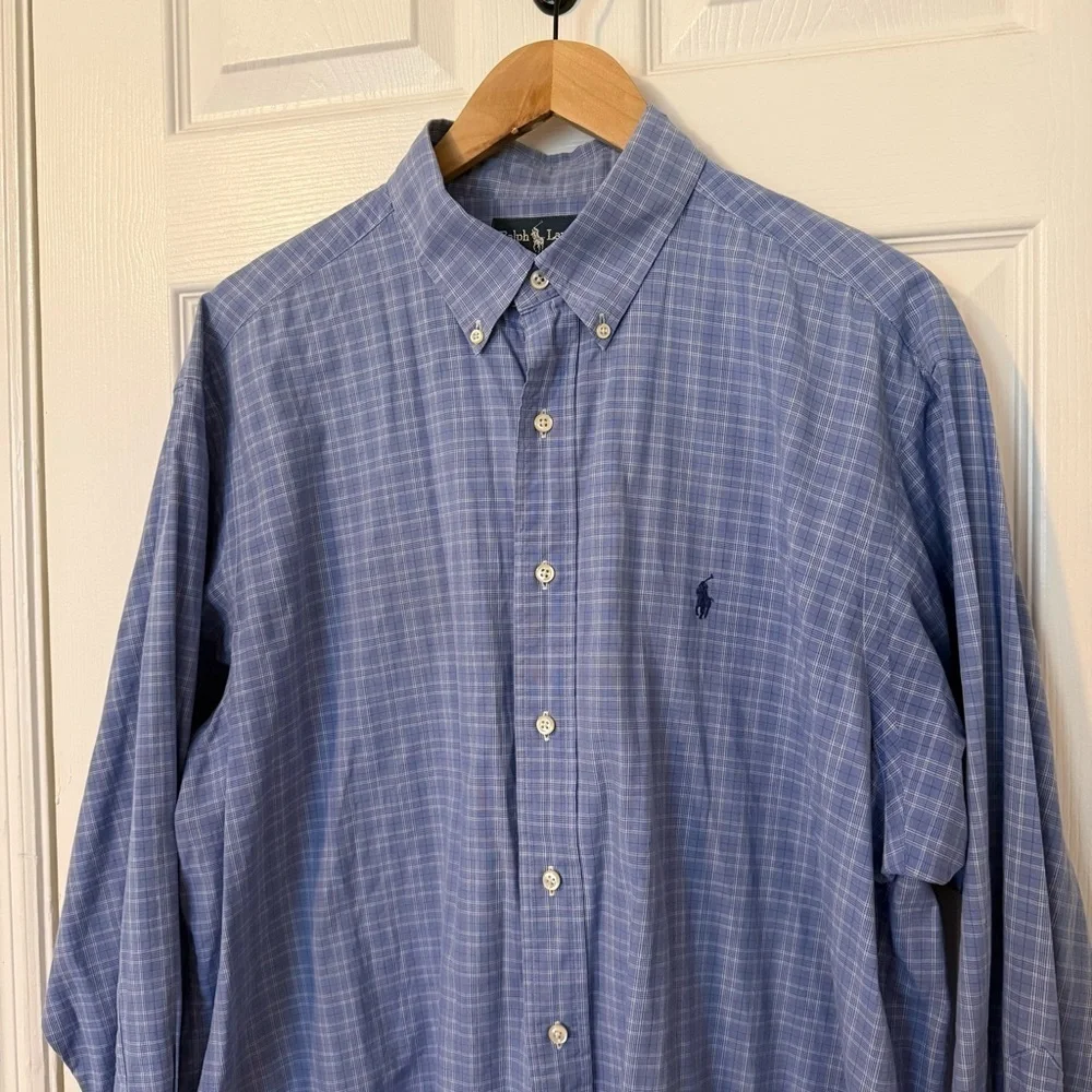 Polo Ralph Lauren Longsleeves Cotton Yarmouth button down Blue Plaid 17 32/33